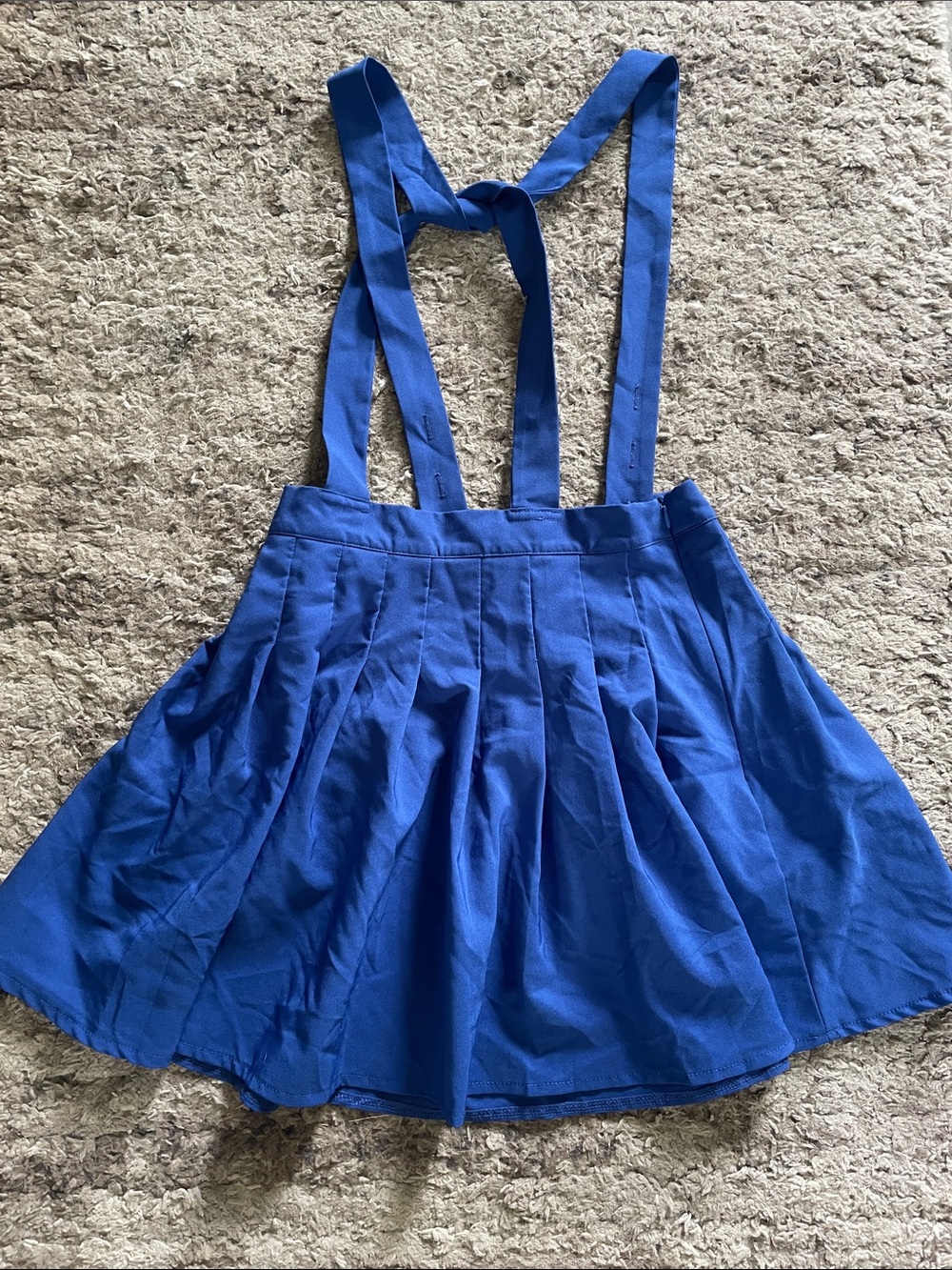 SHEIN blue skater skirt with suspenders straps size small